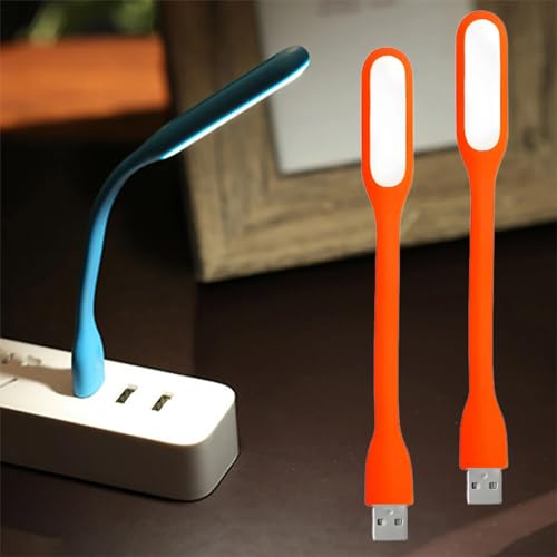 Image of 2Pack Mini USB Light for Keyboard - LED Laptop Computer Light, Flexible USB Night Light for Notebook PC, Adjustable Gooseneck Book Reading Lamp, Portable Home LED Lighting Source, Orange