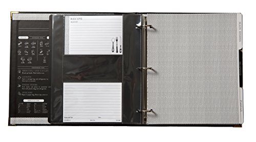 C.R. Gibson Black and Gold Faux Leather Recipe Book with Tabbed Dividers and Sheet Protectors, 11'' W x 11.88'' H - Image 2