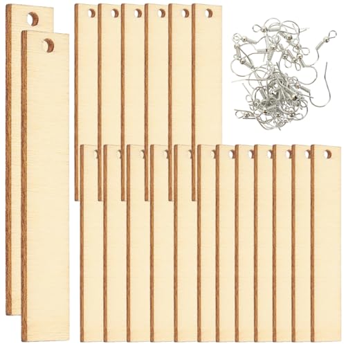 Boucles d'oreilles vierges rectangulaires en bois pour vos ateliers DIY et moments créatifs