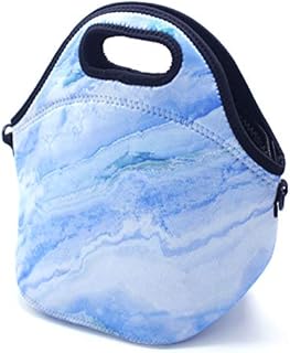 Baselife Insulated Neoprene Lunch Bag Zipper Washable Stretchy Waterproof Outdoor Picnic Outdoor Travel Fashionable Bag Handbag Pouch for Women Men Kids Girls (Blue)