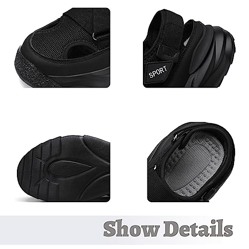 AUNTHUI Men's Outdoor Non-Slip Breathable Mesh Sports Sandals,Closed Toe Anti-Collision Toe Casual Beach Fisherman Sandals,Summer Walking Leisure Hiking Driving Platform Sandals2