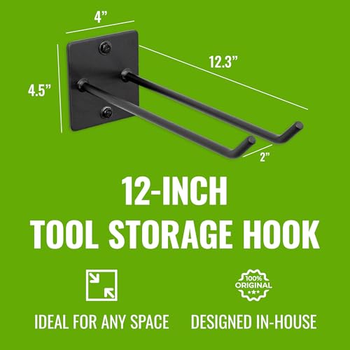 Image of StoreYourBoard Garage Garden Tool Wall Mount Hook, Garage Organization and Storage, Shovel & Rake Hangers Yard Tool Rack, Industrial Steel Holds 50 Pounds