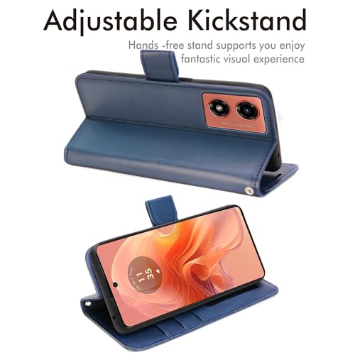 TECHGEAR Moto G04 / Moto E14 / Moto G24 / Moto G04s Phone Leather Wallet Case, Flip Protective Cover with [RFID BLOCKING] Wallet Card Holder, Stand & Wrist Strap, Blue PU Leather with Magnetic Clasp - Image 2