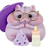 Handmade Taba Squishy Hamster Toy, Cute Squishy Hamster Fidget Toy, Realistic Soft Silicone Mochi Furry Toy, Stress Relief Gift for Adults & Kids, Sensory Anxiety Plushie (Purple)