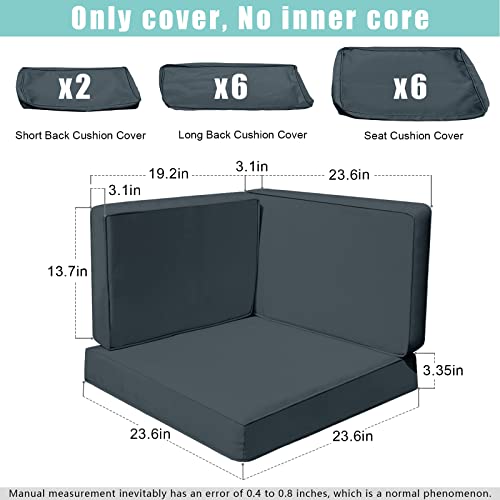 Fkslife Patio Cushion Covers Replacement,Outdoor Patio Cushion Covers Replacement Waterproof (23.6×23.6×3.35 Inches, Dark Grey) #TOP1