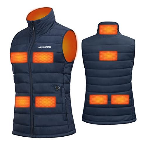 Uupalee Women's Heated Vest With Battery Pack Lightweight Warm Jacket Winter Slim Fit Coat Waterproof Fishing Vest Navy M #TOP25