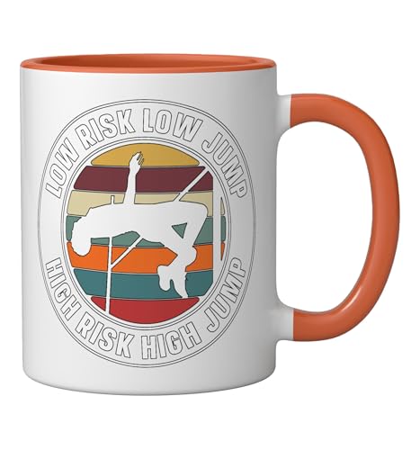 Taza de cerámica con diseño High Jump en naranja y blanco miniatura 2