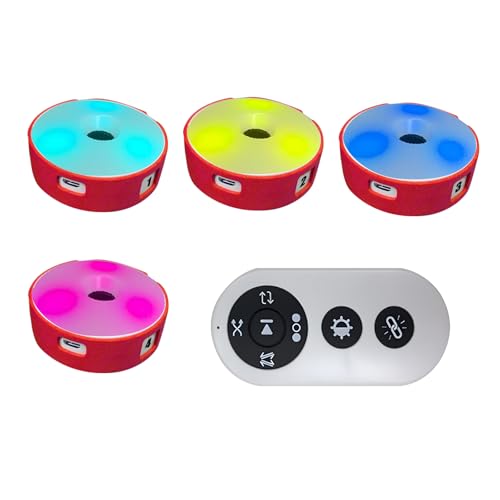 HSOKEW Sports Agility Light, Agility Training Light, USB Charging, Lasts 10 Hours, 10cm Height Sensing Distance, 4 Light Colors, 4 Modes, 270 Degree Viewable Angle Improve Reflex (Red-4P)