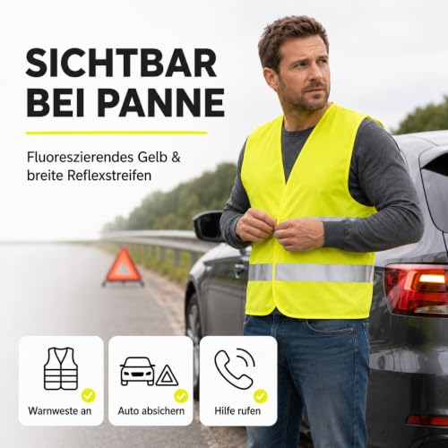 TK Gruppe Timo Klingler 4X Warnwesten ISO 20471 - Pannenweste 2026 Unfallweste Pkw Sicherheitsweste Weste Neongelb reflektierend Auto, Pkw… – Ansicht 4