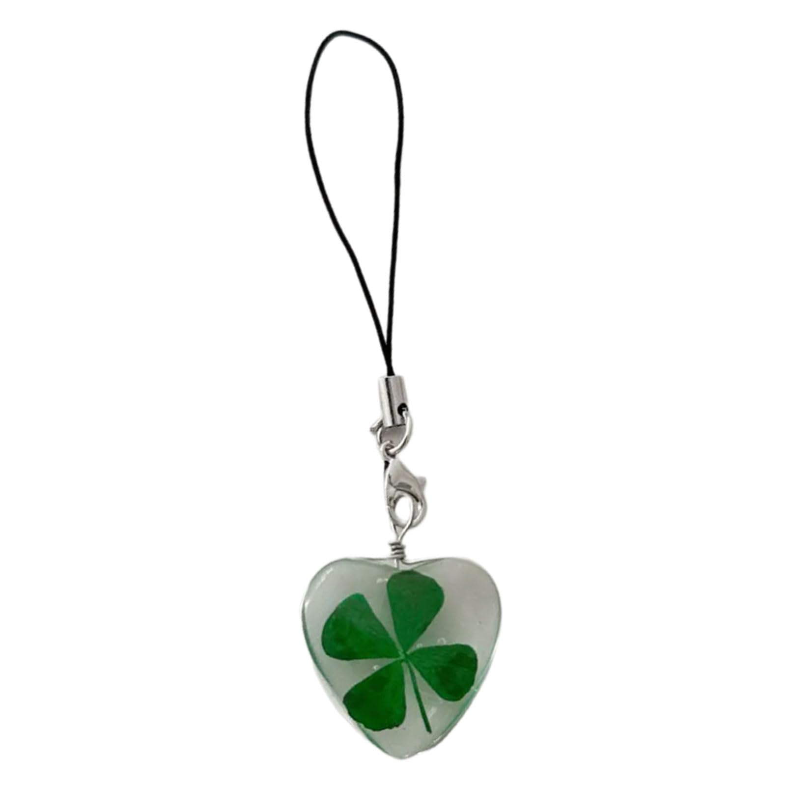 LAMDNL Four Leaf Clovers Phone Chain Handmade Lucky Clovers Cellphone Charm Keychain Pendant Accessory for Phones and Purses