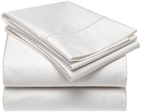 Queen Size White Color Bed-Sheet Set With PillowCases 500TC 100% Combed Cotton Sateen