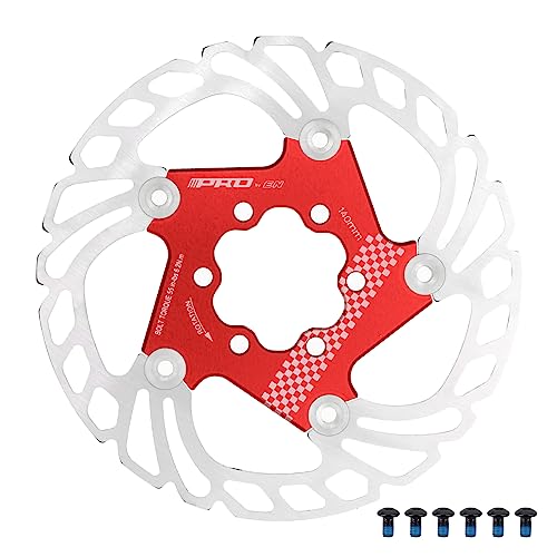 DJC Bike Brake Disc Rotor MTB Floating Brake Disc 140mm 160mm 180mm 203mm with 6 bolts Road Bike MTB BMX Steel Aluminum Brake Disc iiipro (2# red, 140mm)
