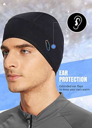 Baleaf Skull Cap Helmet Liner Winter Cycling Cap Thermal Beanie Cold Weather Gear With Ponytail Glasses Holes Black #TOP1