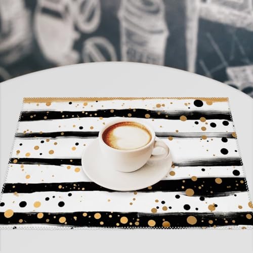 Sets de table anti-tache et chaleur imprimé à rayures dorées pour protéger la table - 8