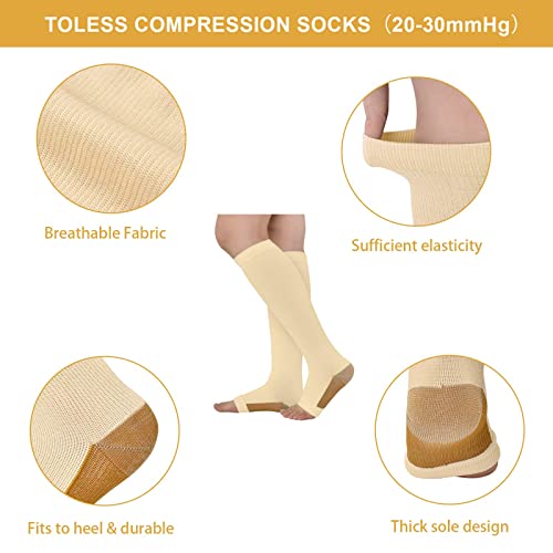 Image of 3 Pairs Open Toe Compression Socks for Men Women Toeless Compression Socks