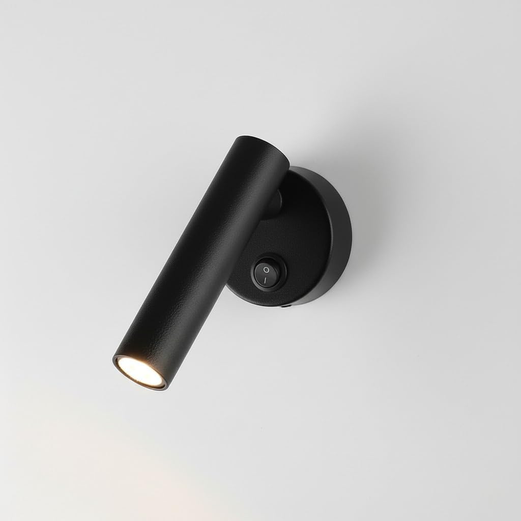 Applique LED da Lettura 2W Orientabile 350° con Interruttore Integrato – Luce Naturale 4000K, Braccio Regolabile 90°, Lampada da Parete Moderna per Camera da Letto, Hotel, Studio (Nero)