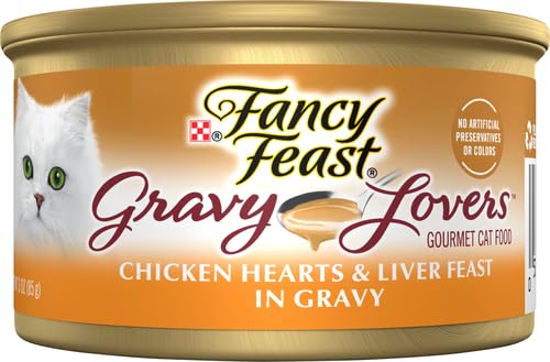 Image of Fancy Feast Gravy Lovers Chicken Hearts & Liver Feast in Grilled Chicken Flavor Gravy Gourmet Cat Food, 3 oz. (Pack of 4)