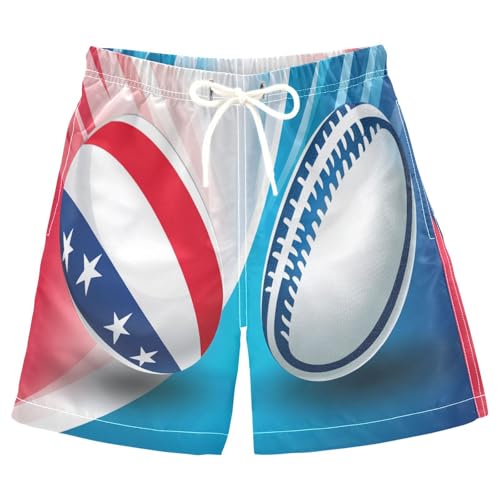Boys Beach Board Shorts Rugby America Football Swim Trunk Teen Swimwear 8-16Y Multicolor