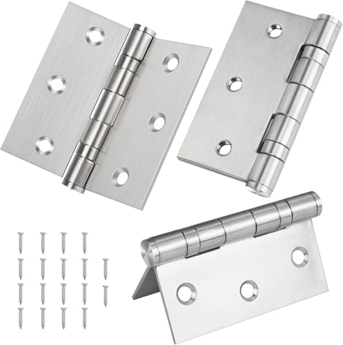 PuShen Door Hinges 3 Pack 3.5 Inch with Square Corner, 304 Stainless Steel Hinges Silent Ball Bearing Interior Door Hinge for Bedroom, Bathroom, Standard Residential Door Hinge