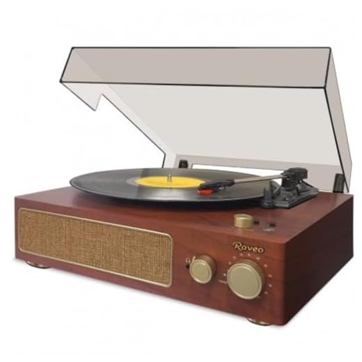 Raveo Vitrola Studio MAPLE com Toca-discos, Rádio FM, USB, saída auxiliar e fone de ouvido e tecnologia de conexão Bluetooth., Cor: MARROM