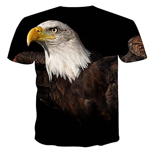 FANGDADAN 3D Printed Tshirt,T-Shirt Unisexe À Col Rond Fantaisie Animal Abstrait Aigle Graphique T-Shirt De Mode Décontracté pour Hommes Et Femmes Été Créatif Streetwear, Plus La Taille, Tête D'Ai