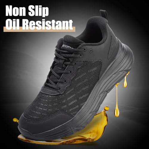 Non Slip Work Shoes for Men Chef Shoe Comfortable Breathable Oil Resistant Slip Resistant Food Service Sneaker for Kitchen, Restaurant, Waiters - Black2