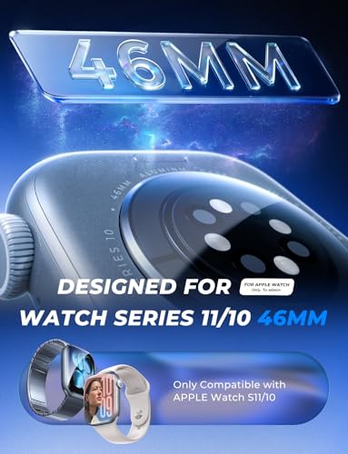 Image of MAGIC JOHN 2 Pack for Apple Watch 46MM Series 11 /Series 10 Screen Protector | [Automatic Align Tech] Self-Healing Flexible EPU Film,HD Transparent, Anti Scratch, Bubble Free