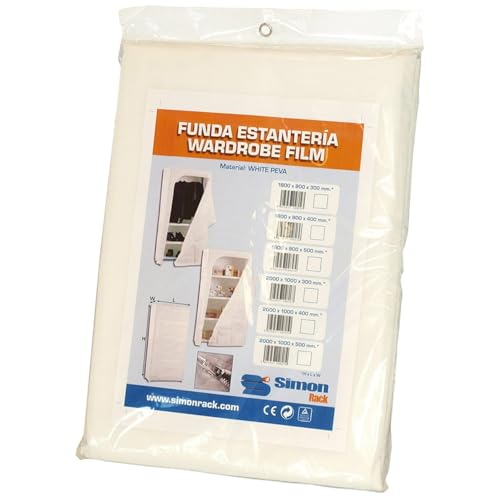 SimonRack Schutzhülle für Regale, 180x90x40 cm, Reißverschluss, Weiss