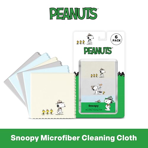 Image of Microfiber Cloth & Glasses Wipes (6 Pack) Lens & Glasses Cleaning Cloth - Eye Glass Clean Cloths - Eyeglass Cleaning Cloths - Camera Lenses & Gadget Delicate Screens - Snoopy