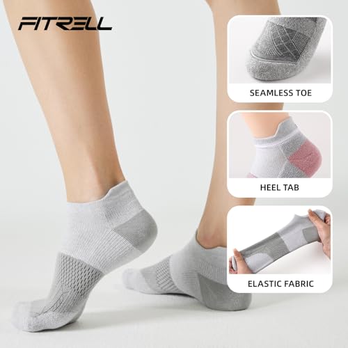 Image of FITRELL 5-6 Pairs Ankle Running Socks for Women Athletic Cushioned Low Cut Tab Sports Socks