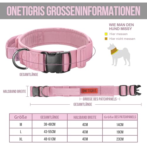 OneTigris Hunde Halsband mit Metallschnalle für Hunde Rosa L