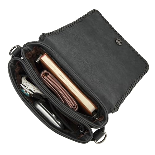 Image of Montana West Crossbody Bags for Women with Dual Compartments Western Cross Body Purse with Leopard Print Guitar Strap