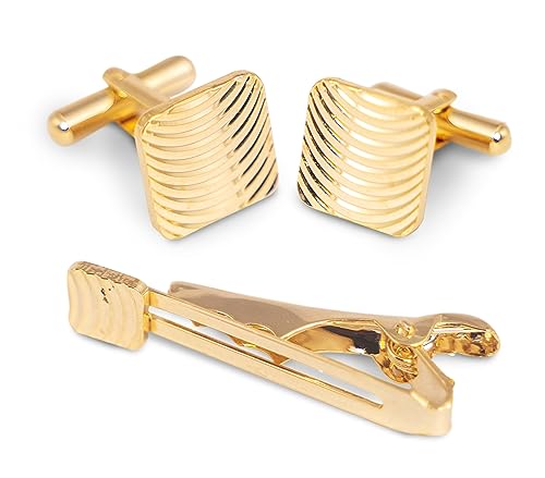 Celebr8 Gold Plated Cufflinks and Tie Pin Set for Men | Formal We...
