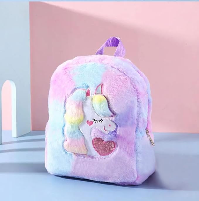 Image of Frantic Kids Velvet School Bag Plush Backpack Baby Girl Preschool Bags Ideal for Baby Boy & Girl Picnic Bags (2-5 Years)