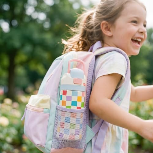 Image of Checkered Kids Insulated Stainless Steel Water Bottle 16 Oz, Travel Tumbler for School, Sports for Girls, Birthday, Back To School