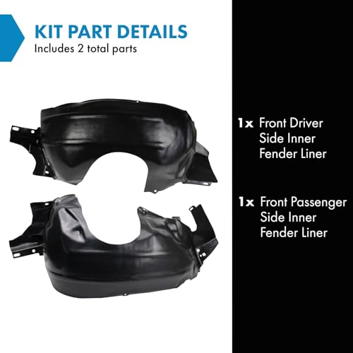 Image of TRQ Front Inner Fender Liner Set Compatible with 1994-1998 Ford Mustang FO1250110 FO1251110