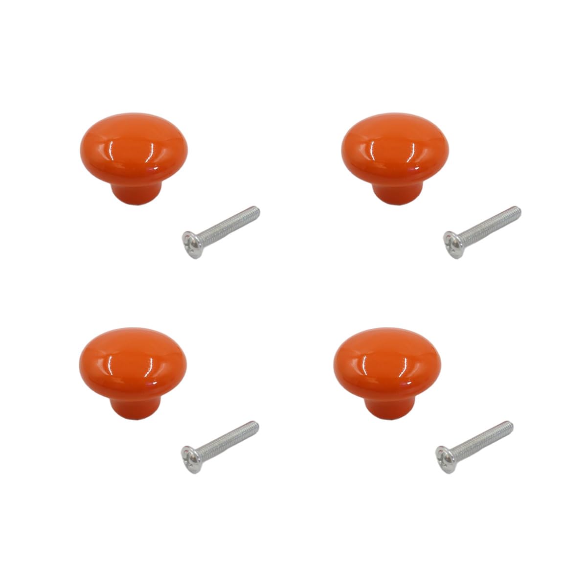 Ludom 4 Pcs Colored Ceramic Drawer Handles,Cute Cabinet Handle,Wardrobe Door Single Hole Handles,Bedroom,Living Room,Kitchen Furniture(Orange)