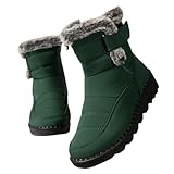 Warm Snow Boots for Women Waterproof Non-Slip Ankle Bootie Lightweight Mid Calf Warm Fur Lined Boots Winter Shoes for Outdoor