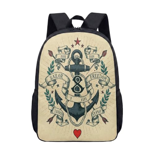 Mochila Anchors Away True North, 43 cm, vintage náutico, estampa náutica, bolsa gráfica unissex, 03, Large, Mochila estampada