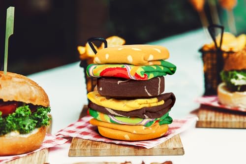 Image of Funny Donut Burger Food Socks Box, Crazy Socks for Women Teen Girls, Birthday Christmas Stocking Stuffers Gag Gifts