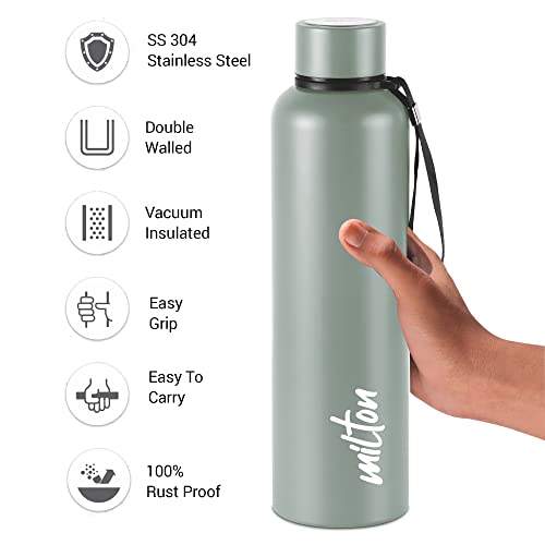Image of Milton Aura 1000 Thermosteel Bottle, 1.05 Litre, Grey & Milton New Tiara 900 Stainless Steel Water Bottle, 750 ml, Rose Gold