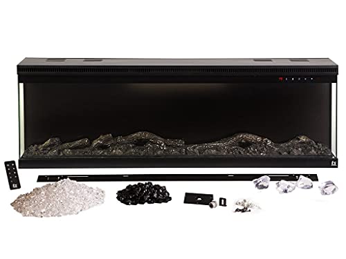 Touchstone Sideline Infinity 3-Sided Smart 50-Inch Wifi-Enabled Electric Fireplace - 80045 - Built-In - 60 Color Combinations - 1500/750 Watt Heater (68-88°F Thermostat) - Black - Log & Crystals #TOP6