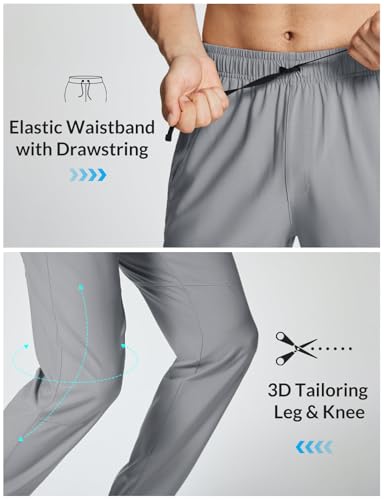 baleaf Men's Hiking Pants Lightweight Quick Dry Water Resistant Elastic Waist Cargo Pants with Zip Pockets for Outdoor4
