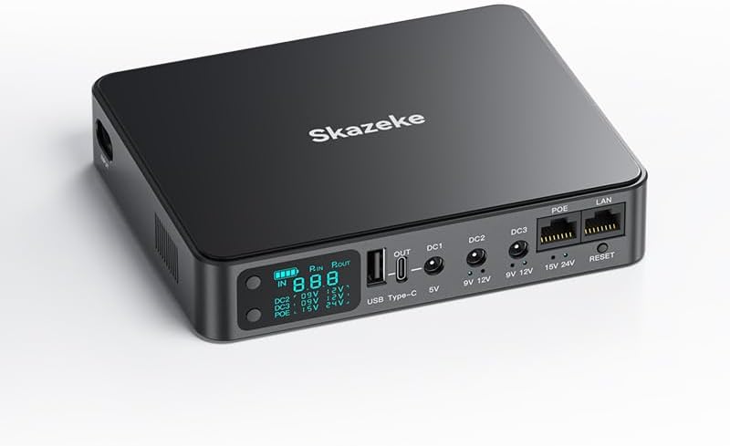 Digital Display Mini UPS, 10400mAh Uninterruptible Power Supply with DC Output USB DC 5V/3.6A5, 9V/12V/2A, POE15/24V, Power Supply Battery Backup for Router, Modem, Security Camera, Breast Pump