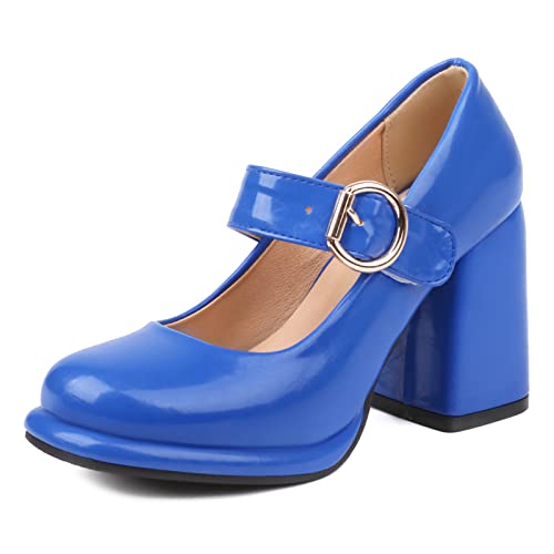 Chaussures Mary Jane à talon bloc Lizoleor avec sangle de cheville pour femme