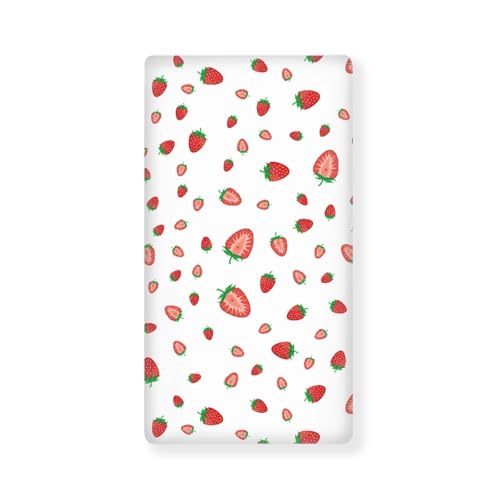 Image of Strawberry Baby Crib Sheets for Boys Girls Fruits Print Fitted Crib Sheet for Standard Crib and Toddler Mattress Cute Baby Mattress Sheets Toddler Bed Sheet 52x28x8 in