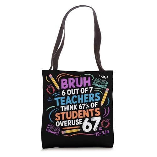 6 Out of 7 Teachers Think 67% of Students Overuse 67 Meme Tote Bag