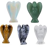 mookaitedecor 5 Pièce Ange Decoration,Pierre Guérison Figurine Ange Gardien de Poche Porte Bonheur Statue,1.5 Pouce