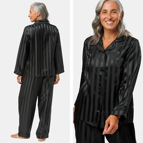 Image of Fishers Finery Women's 100% Mulberry Silk Long Pajama Set with Gift Box