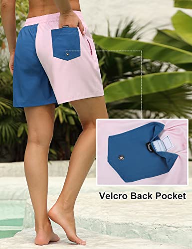 Image of Rocorose Women's Board Shorts Quick Dry Summer Sports Drawstring Beach Trunks Built-in Liner with Pockets